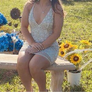 Elegant Silver Sequin Dress